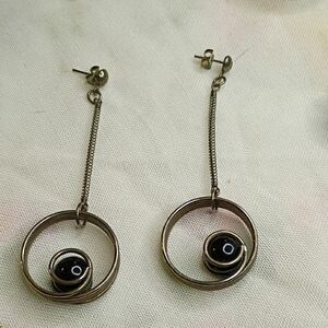Elegant Silver and Black Dangle Earrings